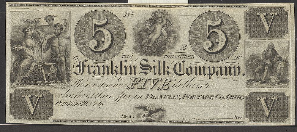Franklin, Ohio The Franklin Silk Company, $5 Remainder, GemCU
